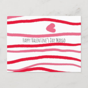 Malerische Valentinstag-Streifen und Herz Postkarte