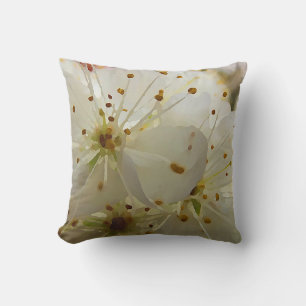 Malerische Wildpflaumenblüten Botanische Kunst Kissen