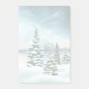 Malerische Winterlandschaft im Wasserfarbenstil Post-it Klebezettel
