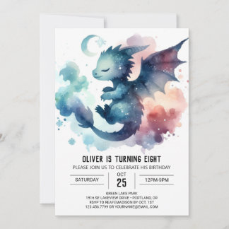 Malerischer Drache Geburtstag druckbar Einladung
