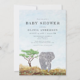Malerischer Elefant Bleibe Wild Safari Baby Dusche Einladung