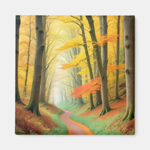 Malerischer Landschaftswaldpfad Naturwanderweg Magnet