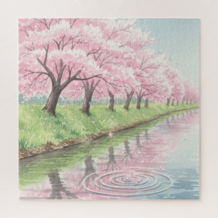 Malerischer Pastellrosa-Aquarell-Kirschblütenbaum