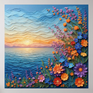 Malerischer Sonnenaufgang über einem ruhigen Ozean Poster
