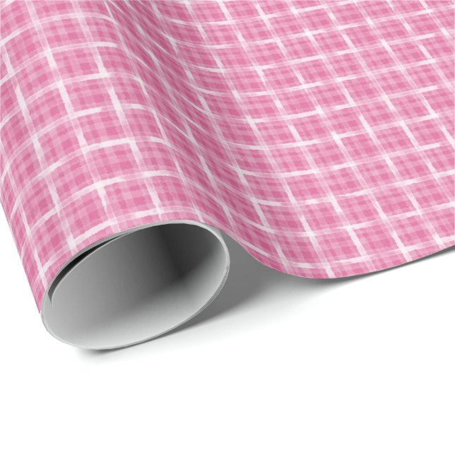 Malerisches Beerrosa-Karo Geschenkpapier (Rolleneckpunkt)
