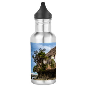Malerisches Haus auf einem tropischen Korallenfels Edelstahlflasche