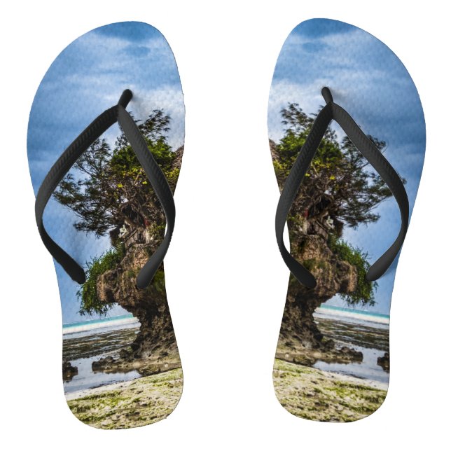Malerisches Haus auf einem tropischen Korallenriff Flip Flops (Fußbett)