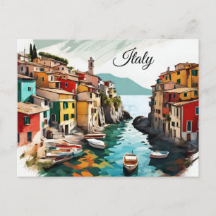 Malerisches Italien Mittelmeer Küstenflaggenfarben Postkarte