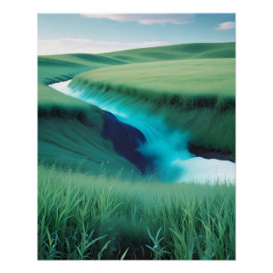 Malerisches Landschaftsfeld Natur Hintergrund Kuns Poster