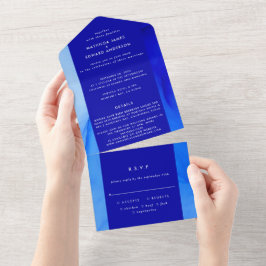 Malerisches marineblaues abstraktes RSVP Hochzeit All In One Einladung