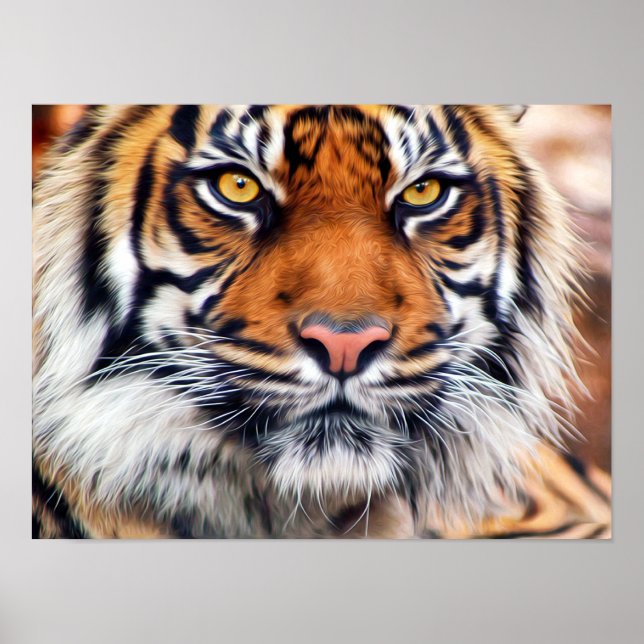 Malerisches Siberisches Tiger-Paint-Foto Poster (Vorne)