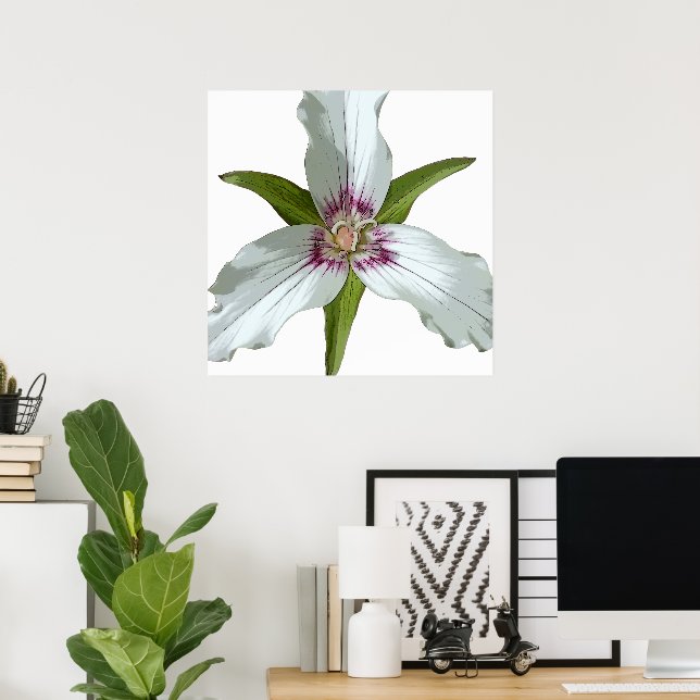 Malerisches Trillium Spring Wildblume Poster (Heimbüro)