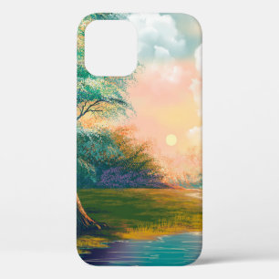 Malerlandschaft für digitale Kunst, Fluss im Frühl Case-Mate iPhone Hülle