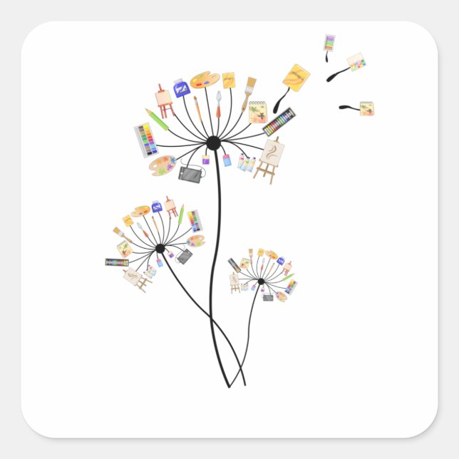 Malerliebhaber Dandelion Gift für Maler Kunst T Quadratischer Aufkleber (Vorderseite)