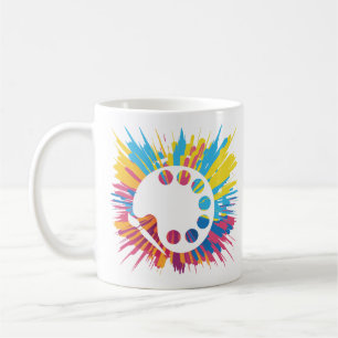 Malerpinsel und Farbexplosion Kaffeetasse