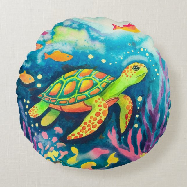 Malerschildkröte Rundes Kissen (Vorderseite)