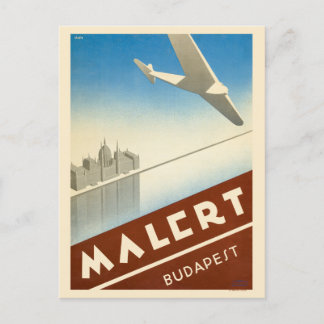 Malert Budapest Ungarn Vintage Poster 1934 Postkarte