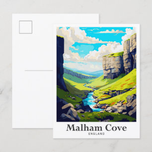 Malham England Art Vintage Travel Illustration Postkarte