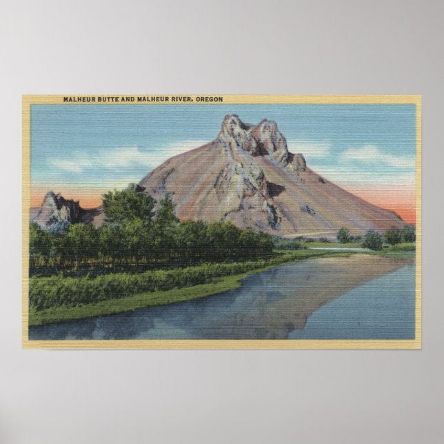 Malheur Butte & River, Oregon View Poster (Vorne)