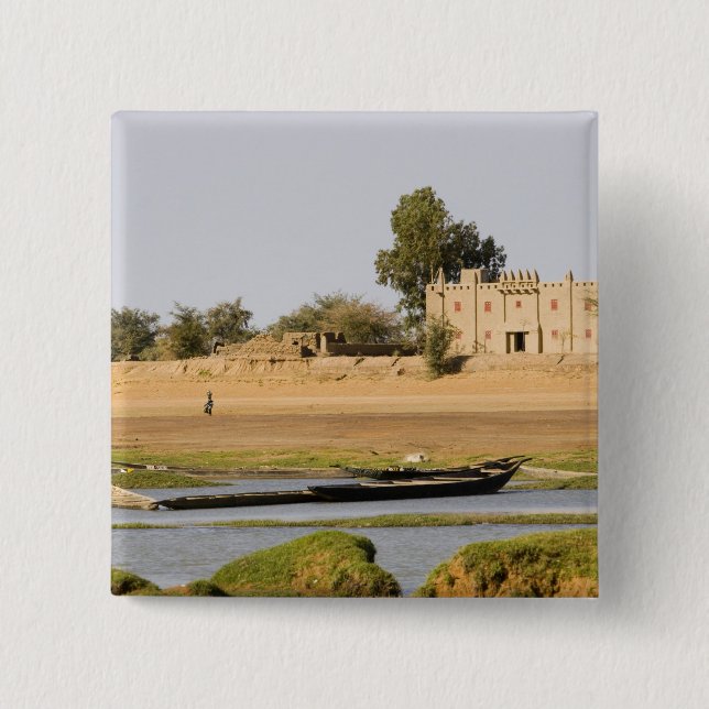 Mali, Djenne. Bani River bei Djenne Button (Vorderseite)