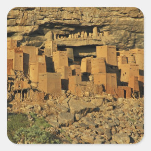 MALI, Dogon Lands. Traditioneller Tellem malian Quadratischer Aufkleber