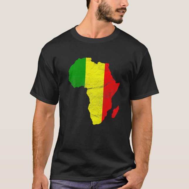Mali Flag Africa Continent Silhouette Gift for Mal T-Shirt (Vorderseite)