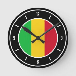 Mali Flag Elegante Runde Wanduhr
