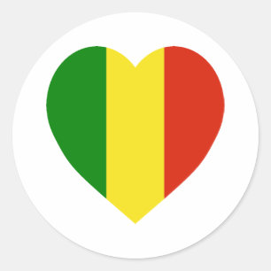 Mali Flag Heart Runder Aufkleber