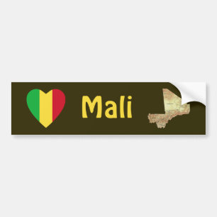 Mali-Flagge Herz + Karte Aufkleber Autoaufkleber