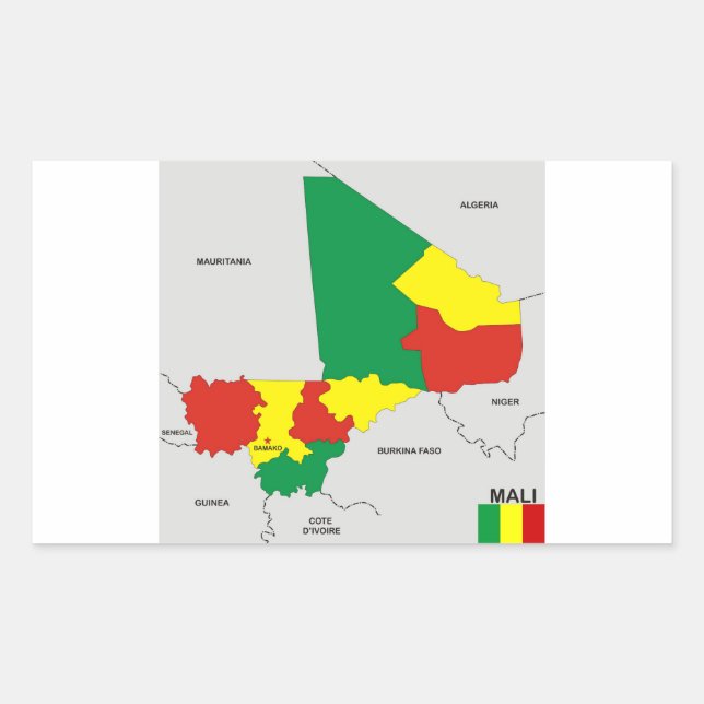 Mali-Länderflagge Rechteckiger Aufkleber (Vorderseite)