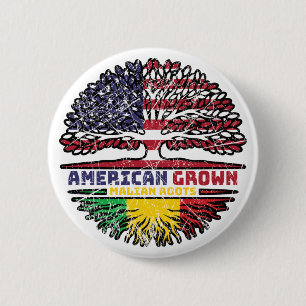 Mali Malian American USA Tree Roots Flag Button