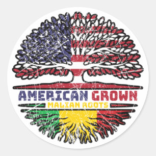 Mali Malian American USA Tree Roots Flag Runder Aufkleber