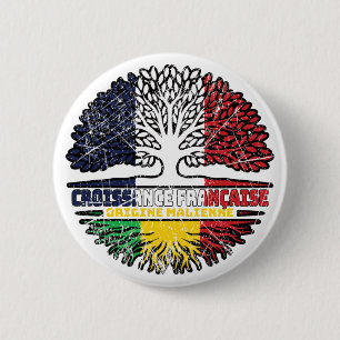 Mali Malian France Tree Roots Flag Button