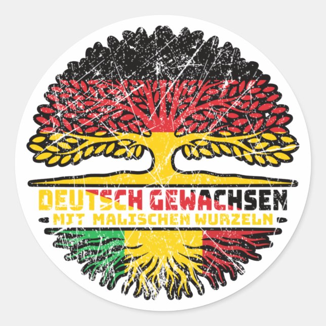 Mali Malisch Deutsch Deutschland Baum Wurzel Runder Aufkleber (Vorderseite)