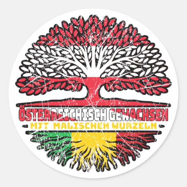 Mali Malisch Österreichisch Baum Wurzel Runder Aufkleber (Vorderseite)