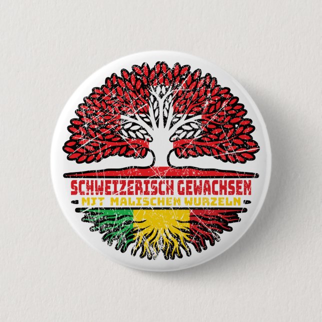 Mali Malisch Schweizer Schweiz Baum Wurzel Flagge Button (Vorderseite)