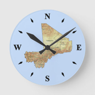 Mali Map Clock Runde Wanduhr