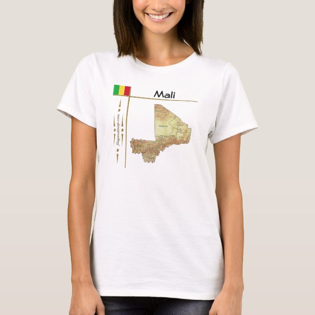 Mali Map + Flag + Titel T - Shirt (Vorderseite)