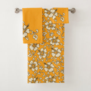 Malia Hawaiian Hibiskus Floral Coordinate - Gold Badhandtuch Set