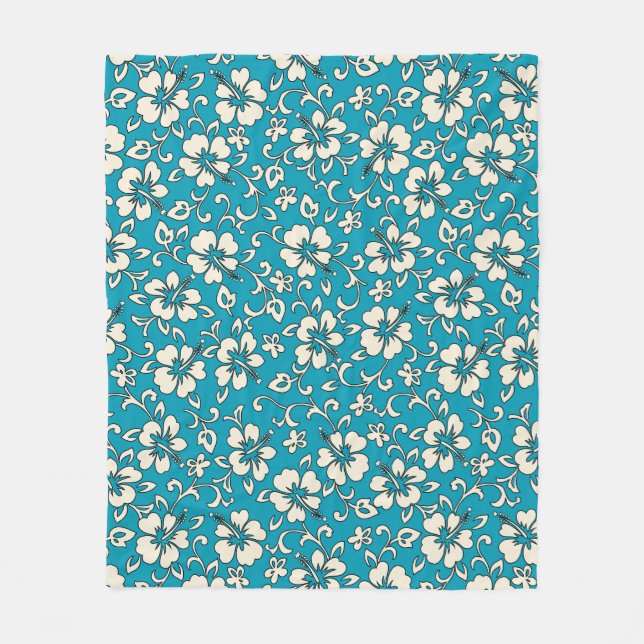Malia Hibiskus Hawaiian Pareau Print Fleecedecke (Vorderseite)