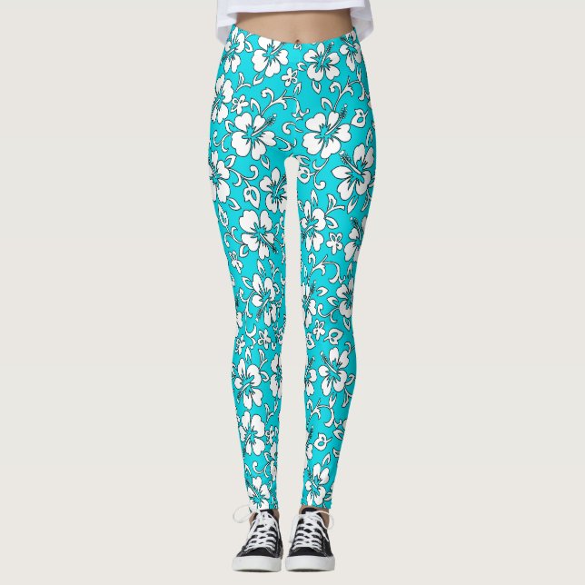 Malia Hibiskus Hawaiian Tropical Floral Leggings (Vorderseite)