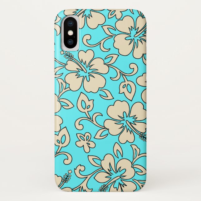 Malia Hibiskus-hawaiische Blumenaqua-Creme Case-Mate iPhone Hülle (Rückseite)