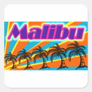 Malibu 5 Palmbaumaufkleber Quadratischer Aufkleber
