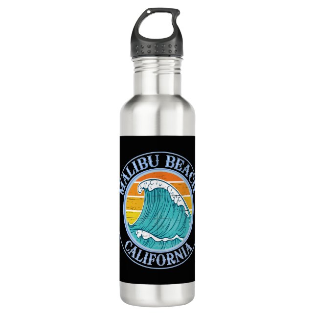 Malibu Beach California Edelstahlflasche (Vorderseite)