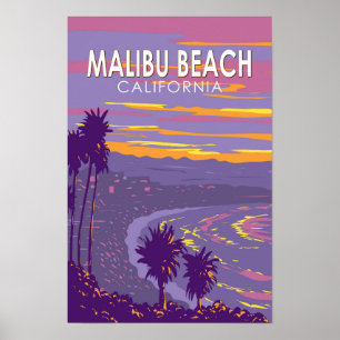 Malibu Beach Kalifornien Reise Kunst Vintage Poster