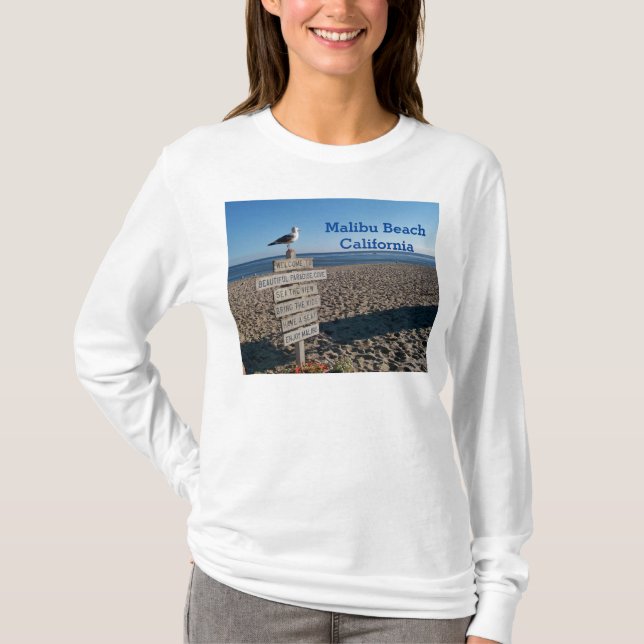 Malibu Beach - Paradise Cove Seagull Sign T-Shirt (Vorderseite)