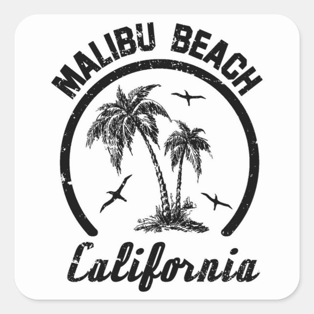 Malibu Beach Quadratischer Aufkleber (Vorderseite)