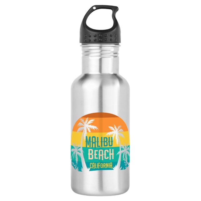 Malibu Beach Retro Edelstahlflasche (Vorderseite)