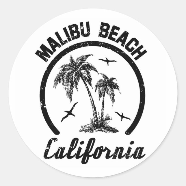 Malibu Beach Runder Aufkleber (Vorderseite)