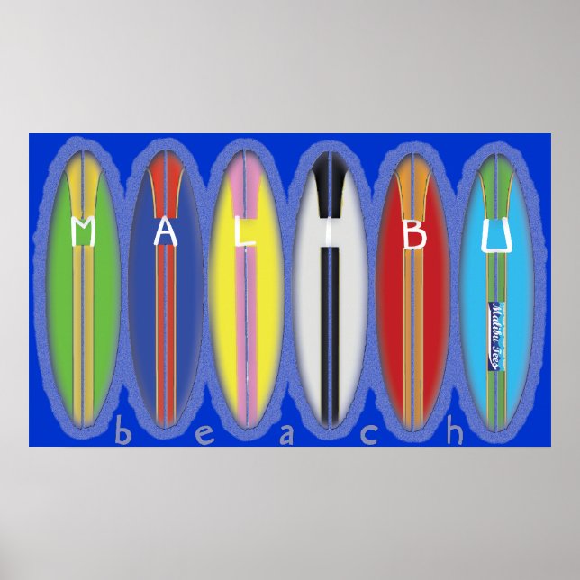 Malibu Beach Surfboards Poster (Vorne)